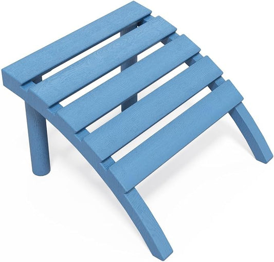 Adirondack Ottoman Tool-Free Assembly, HDPE All Weather Outdoor Foot Rest, Plastic Adirondack Chair Footstool for Patio Deck Backyard Outside(Blue)