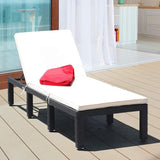 Tangkula Patio Wicker Lounge Chair, Outdoor Rattan Adjustable Reclining Backrest Lounger Chairs - Photo 2