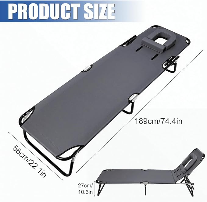 Face Down Chaise Lounge Chair, 4-Position Height Adjustable Sunbathing - Photo 2