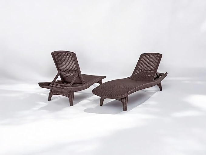 2-Pack All-Weather Grenada Chaise Loungers, Woven Resin (Brown)
