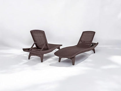 2-Pack All-Weather Grenada Chaise Loungers, Woven Resin (Brown)