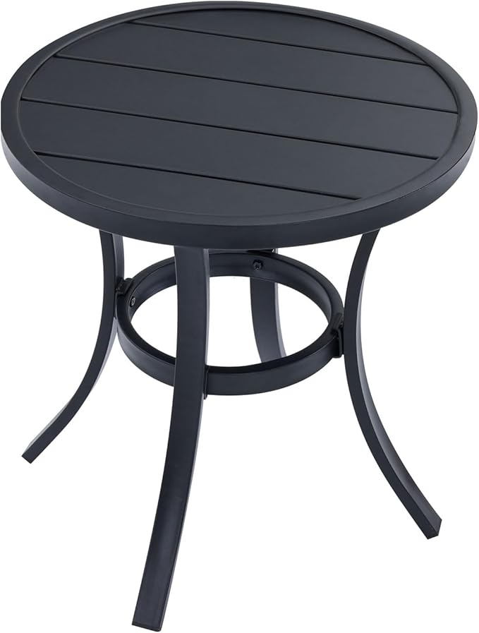 VICLLAX 18.5" Outdoor Side Table Small Patio End Table Round Bistro Coffee Table, Black