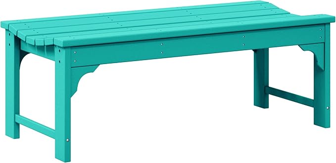 WO Home Furniture 48" Modern Backless Bench, HDPE Plastic, Turquoise