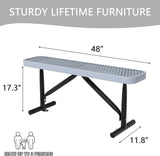 4 Ft Metal Park Benches for Outside, Outdoor Backless Bench with Thermoplastic Coating, Portable Frame - Photo 3