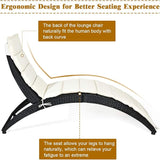 HAPPYGRILL Modern White Rattan & Steel Foldable Patio Lounge Chair - Outdoor Wicker Chaise Lounger with Cushion - Patio - Photo 7