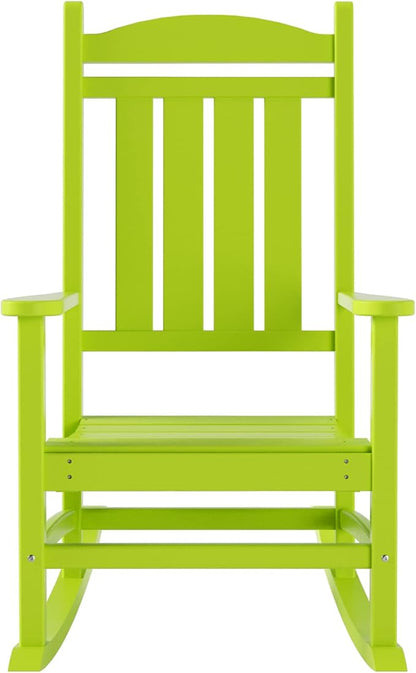 WO Home Furniture Patio Rocking Chair Farmhouse Outdoor HDPE UV Weather Resistant (Lime)