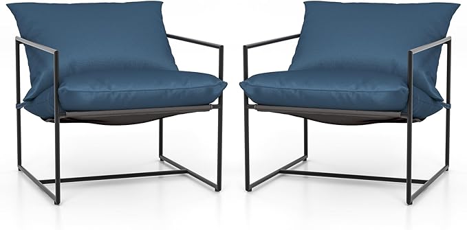 Tangkula Sling Accent Chair, Indoor Outdoor Leisure Chair with Seat & Back Cushions - Photo 1