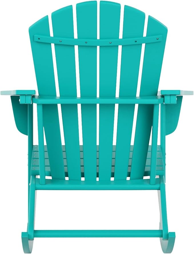 WestinTrends Dylan Outdoor Patio Poly Plastic Adirondack Rocking Chair, Turquoise