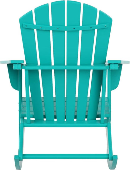 WestinTrends Dylan Outdoor Patio Poly Plastic Adirondack Rocking Chair, Turquoise