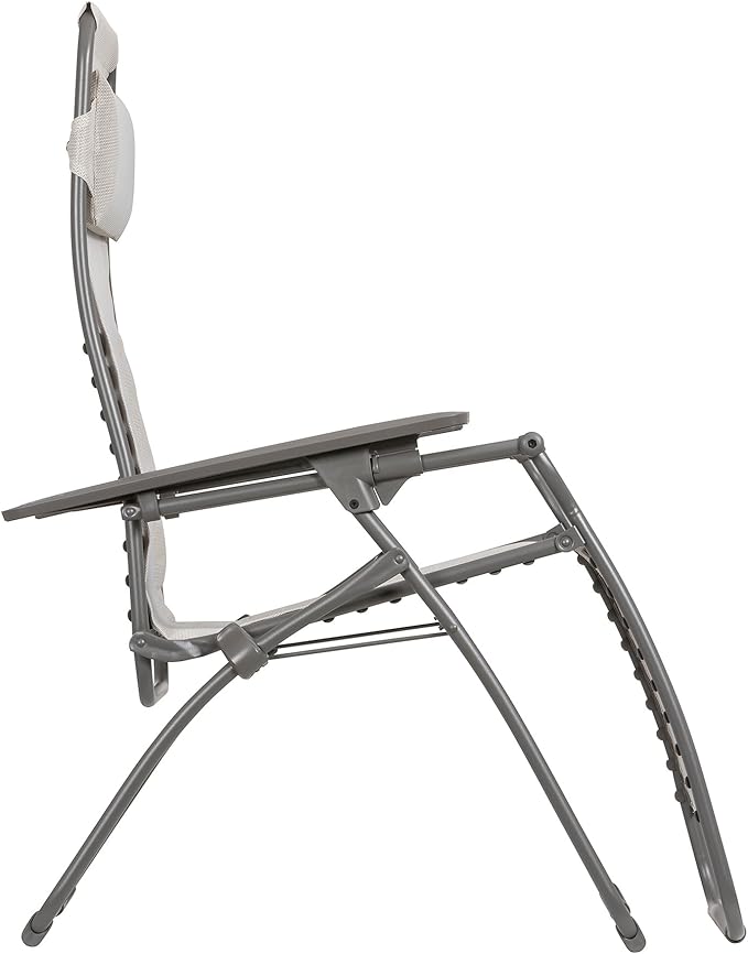 Lafuma Futura LFM3118 8548 Zero Gravity Outdoor Steel Framed Lawn Patio Recliner Folding Lounge Chair with Batyline Canvas, Seigle Grey