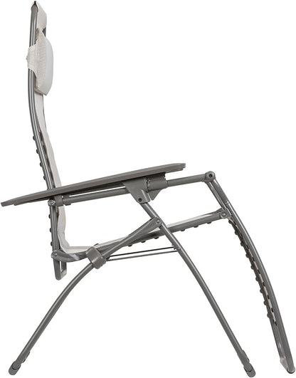 Lafuma Futura LFM3118 8548 Zero Gravity Outdoor Steel Framed Lawn Patio Recliner Folding Lounge Chair with Batyline Canvas, Seigle Grey