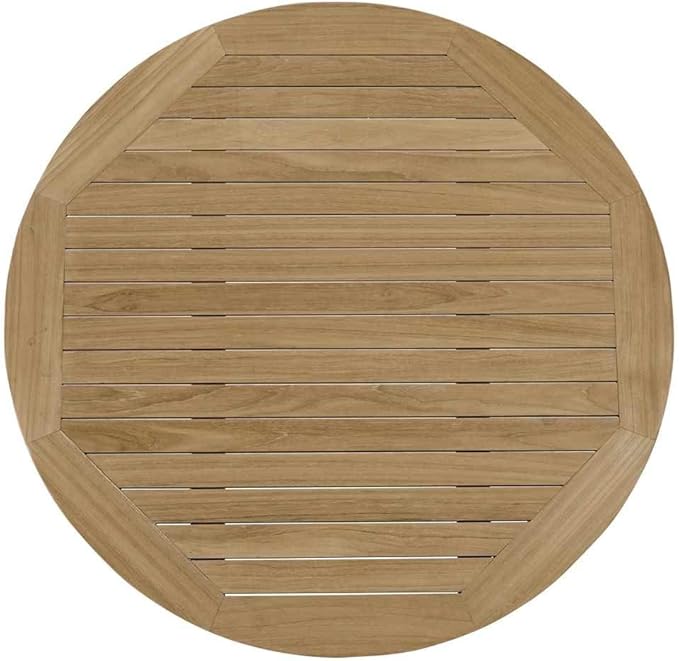 Modway Marina Premium Grade A Teak Wood Outdoor Patio Round Coffee Table in Natural - Photo 4