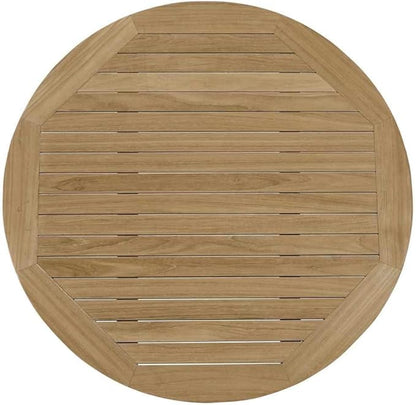 Modway Marina Premium Grade A Teak Wood Outdoor Patio Round Coffee Table in Natural