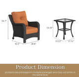 3 Piece Patio Furniture Set, All-Weather Wicker Outdoor Conversation Set with Rattan Chair and 6 Inch Thick Cushions - Photo 2