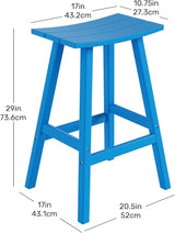 Costaelm All-Weather Bar Stools Set of 3, 29" Height Outdoor Bar Stools, Adirondack Poly Patio Bar Stool for Patio, Deck - Photo 2