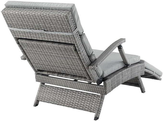 Modway Envisage Outdoor Patio Wicker Rattan Chaise Lounge in Light Gray Gray