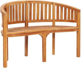 Teak Wood Garden Bench 47.2 Inch Crescent Outdoor Bench Solid Teak Wood Brown Oiled Finish Elegant Design for Patio - Photo 3