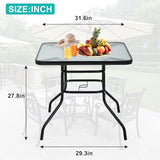 32" Square Outdoor Dining Table - Tempered Glass Top with Umbrella Hole - Photo 3