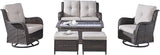 Rilyson Wicker Patio Furniture Set - 6 Piece Rattan Outdoor Sectional Conversation Sets with 2 Swivel Rocking Chairs - Photo 1