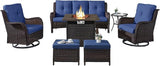 Belord Patio Furniture Set with Fire Pit Table, 7 Piece Wicker Outdoor Furniture Set - Photo 1