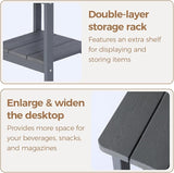 Square Outdoor Side Table Adirondack Side Table, Water-resistant & 2-Tier Small End Table for Patio - Photo 6
