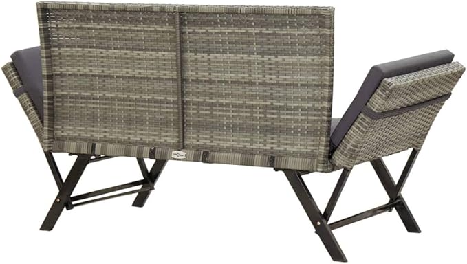 Patio Bench with Cushions, Outdoor Sunbed, Cushion Cover Removable, Garden Bench, Easy to Clean for Patio, Garden, Patio - Photo 5