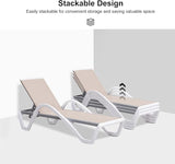 PURPLE LEAF Patio Chaise Lounge Chair Set Outside Aluminum Plastic Stackable Tanning Chairs with Armrests and Side - Photo 5
