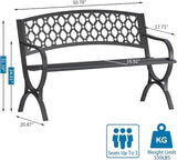 On Shine 50'' Patio Garden Bench, Loveseats Patio Park Bench, Black Steel Cast Iron Frame Bench - Photo 3