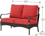 PHI VILLA Wicker & Metal Outdoor 2-Seat Patio Couch, Patio Sofa Loveseat with Deep Seating for Front Porch, Deck - Photo 7