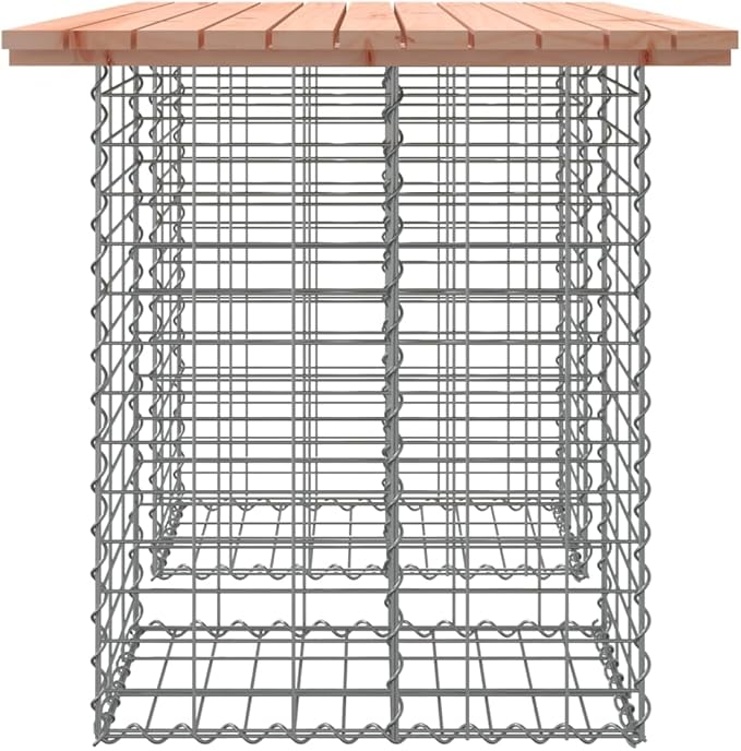 Garden Bench with Gabion Design Solid Douglas Fir Wood and Galvanized Steel for Patio Seating for Two Heavy Weight Capacity 242.5 lbs Durable Outdoor Furniture Rustic Style