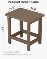 Weatherproof Outdoor Side Table, HDPE Small Outdoor Table for Adirondack, 16.6-Inch Patio Square End Tables for Garden - Photo 3