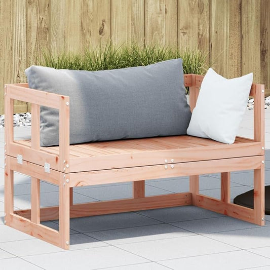 Extendable Garden Sofa Bench Solid Douglas Fir Wood Adjustable Patio Furniture for Outdoor Seating Comfortable Two Person Modern Design