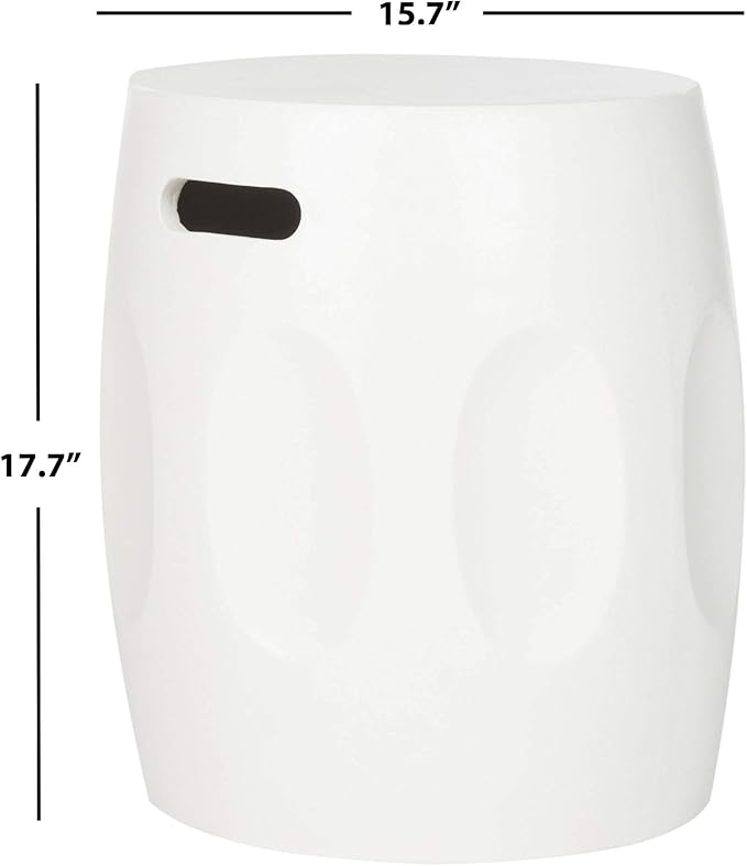 Safavieh Outdoor Collection Zuri Modern Concrete Ivory Round 17.7-inch Accent Table - Photo 3