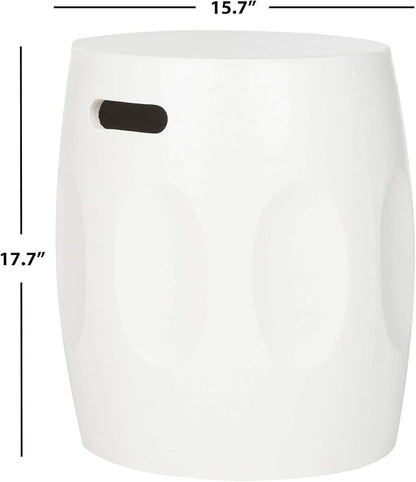 Safavieh Outdoor Collection Zuri Modern Concrete Ivory Round 17.7-inch Accent Table