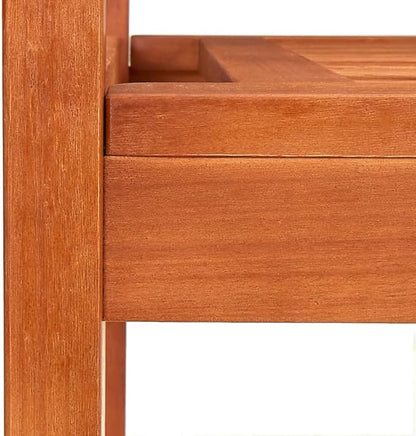 Natural Brown 59.1" Solid Eucalyptus Wood Garden Bench for Patio, Front Porch & Lawn, Ergonomic Backrest, Seats 3, Oiled Finish, Outdoor Furniture for Relaxing Gatherings