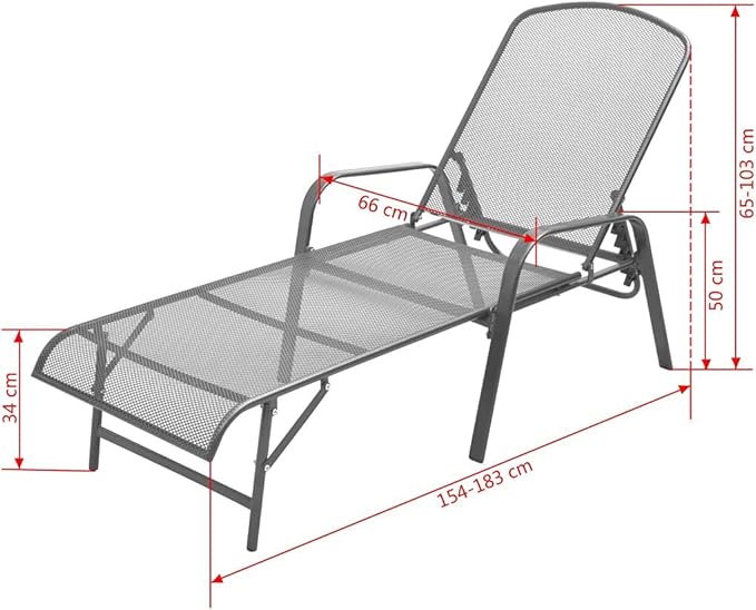 Sun Lounger Chair,Outdoor Chaise Lounge, Sun Relaxing Chaise Lounge Beach Chaise Lounge Sun Lounger Steel Anthracite for Poolside Garden Balcony Patio Yard