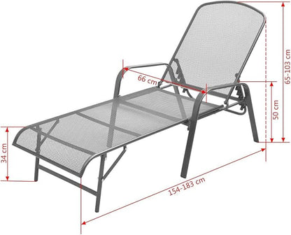 Sun Lounger Chair,Outdoor Chaise Lounge, Sun Relaxing Chaise Lounge Beach Chaise Lounge Sun Lounger Steel Anthracite for Poolside Garden Balcony Patio Yard