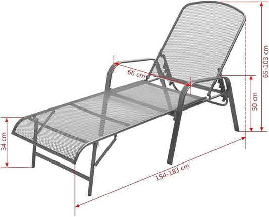 Sun Lounger Chair,Outdoor Chaise Lounge, Sun Relaxing Chaise Lounge Beach Chaise Lounge Sun Lounger Steel Anthracite for Poolside Garden Balcony Patio Yard
