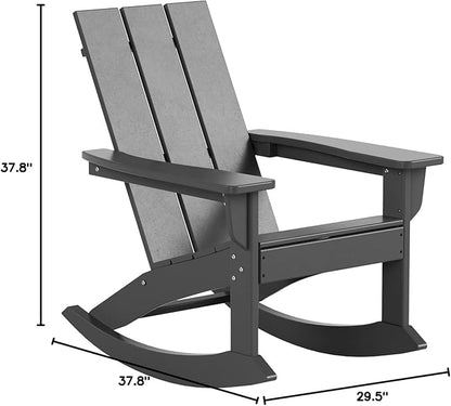 WO WESTIN OUTDOOR HDPE Shoreside Modern Rocking Poly Adirondack Chair (Set of 2),Gray