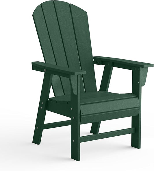 Costaelm Outdoor Fire Pit Chair, Patio hdpe Balcony Pool Adirondack Chair, Modern Front Porch Backyard Chair, Garden Resin Lounge Chair for Outside, Dark Green
