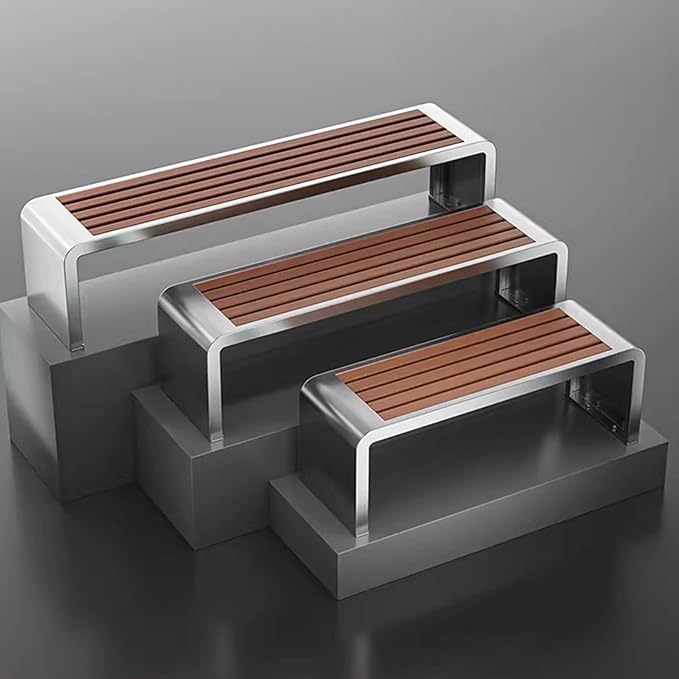 2-Person Outdoor Metal Garden Bench, Weatherproof Backless Design with Wood-Plastic Slatted Seat, Perfect for Parks, Gardens, Patios & Schools (47.24in / 120cm)