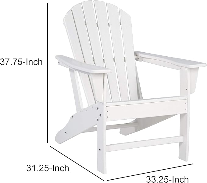 Benjara BM209700 Contemporary Plastic Adirondack Chair with Slatted Back, White