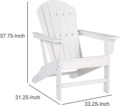Benjara BM209700 Contemporary Plastic Adirondack Chair with Slatted Back, White
