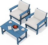 SERWALL HDPE Outdoor Couch, Blue Frame and Khaki Cushion - Photo 1