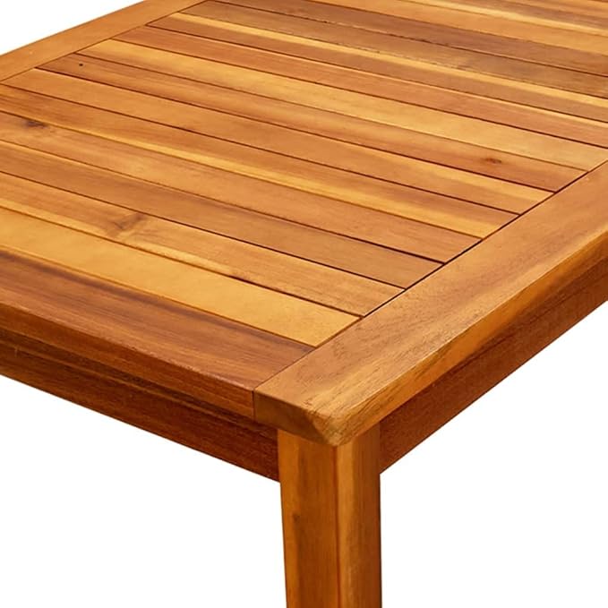 Outdoor Coffee Table, Solid Acacia Wood Rectangular Patio Table with Slatted Top - Photo 5