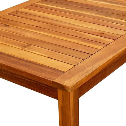Outdoor Coffee Table Acacia Wood 43"x24" Brown Rectangular Slatted Patio Dining Table Weather Resistant for Garden Balcony Deck