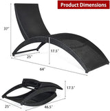 COSTWAY Folding Rattan Lounge Chair Outdoor, Patio Wicker Chaise Lounge with Soft Cushion - Photo 3