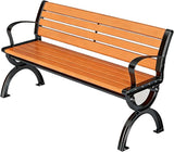 Outdoor Garden Bench, Cast Iron Metal Frame Patio Park Bench with Solid Wood Slatted Seat 47" 59" 71" Weather Proof - Photo 1