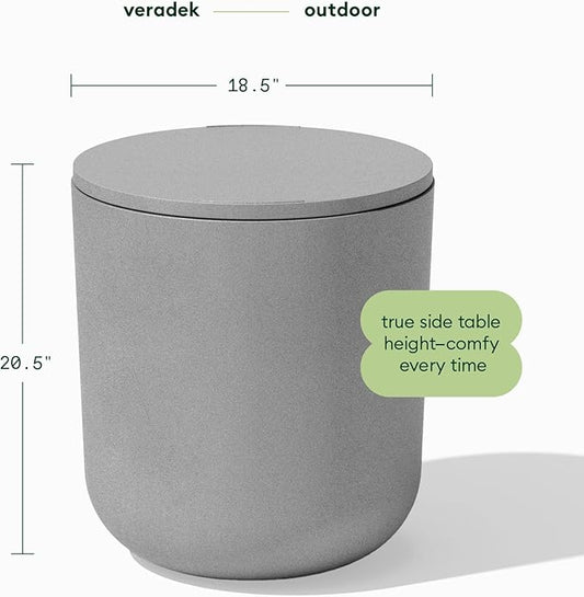 Veradek Kona Cooler Side Table – 2-in-1 Outdoor Patio Side Table w/Cooler | Insulated 40L Capacity | Modern Accent Décor for Hosting, BBQ, Poolside