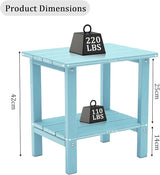 OTSUN Adirondack Outdoor Side Table, 16" HDPE Patio Side Table with Shelf - Photo 3